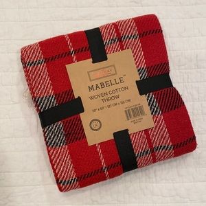 Nwt The Holiday Collection Mabelle Woven Cotton Throw 50” x 60” Red Black White